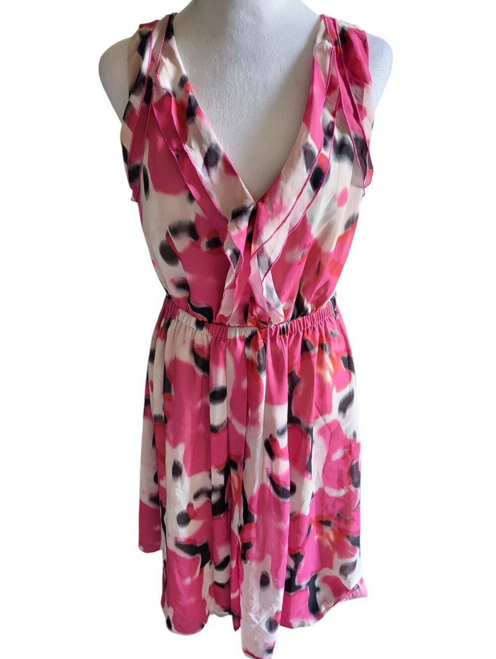 Loft Abstract Sleeveless Dress Pink sz 2